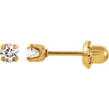 24K Yellow with Stainless Steel Solitaire "November" Birthstone Piercing Earrings