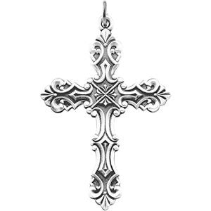 Sterling Silver 48x35mm Fancy Cross Pendant