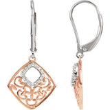 14K Rose Gold-Plated Sterling Silver 1-6 CTW Diamond Lever Back Earrings