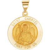 14K Yellow 18.5mm Round Hollow St. Gabriel Medal