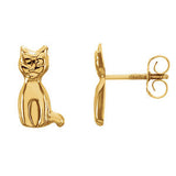 14K Yellow Youth Cat Earrings