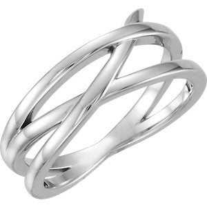 14K White Criss-Cross Ring