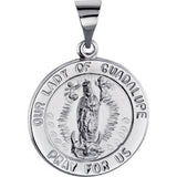 14K Yellow 15mm Round Hollow Our Lady of Guadalupe Medal