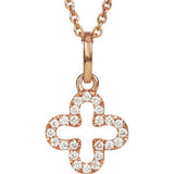 14K Rose .07 CTW Petite Diamond Cross 16" Necklace