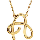 Sterling Silver "F" Script Initial 16" Necklace