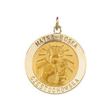 14K Yellow 12mm Round Matka Boska Medal