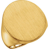 18K Yellow 14x12mm Men's Signet Ring with Brush Finish