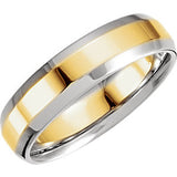 18K Yellow & Platinum 8mm Comfort-Fit Beveled Edge Band Size 9.5