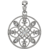 14K White 1-8 CTW Diamond filigree Pendant