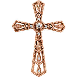 14K Yellow .025 CTW Diamond Cross Pendant