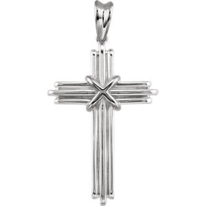 14K Yellow & White 36.75x24.5mm Cross Pendant