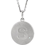 Sterling Silver .005 CTW Diamond Letter "C" Initial Disc 18" Necklace