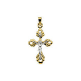 14K Yellow & White 20x15mm Crucifix Pendant