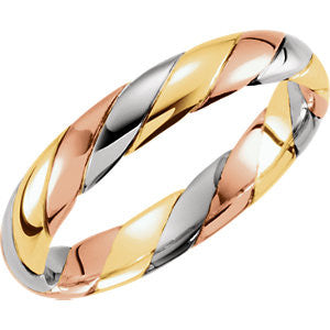 14K Yellow & White & Rose Hand-Woven Band Size 10