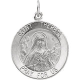 14K Yellow 22mm Round St. Theresa Medal