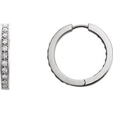 14K White 1 CTW Diamond Hoop Inside-Outside Earrings