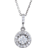 14K White 1-2 CTW Diamond Halo-Style 18" Necklace