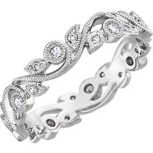 14K White 1-4 CTW Diamond Eternity Band Size 7