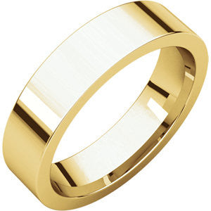 18K Yellow 5mm Flat Comfort Fit Band