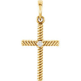 14K White Swiss Blue Topaz 31.95x16.3mm Rope Design Cross Pendant