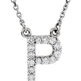 14K White Letter "A" 1-8 CTW Diamond 16" Necklace