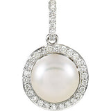 14K White Freshwater Cultured Pearl & 1-3 CTW Diamond Pendant