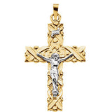 14K Yellow & White 41.5x28.5mm Crucifix Pendant