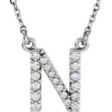 14K White Letter "A" 1-8 CTW Diamond 16" Necklace