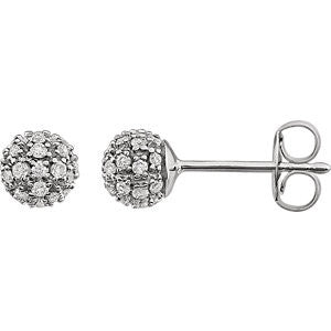 14K White 1-4 CTW Diamond Cluster Earrings