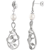 14K White 6mm Freshwater Cultured Pearl Earrings