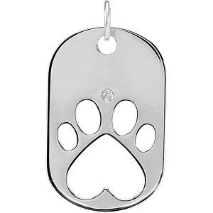 Sterling Silver 32x20.6mm .02 CTW Diamond Dog Tag 18" Necklace with Packaging