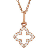 14K Rose .07 CTW Petite Diamond Cross 16" Necklace