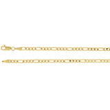 14K Yellow 3mm Solid Figaro 8" Chain