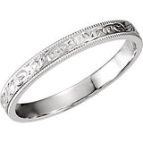 14K White 3mm Hand-Engraved Band Size 5