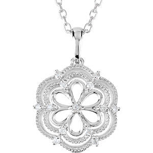 Sterling Silver .08 CTW Diamond 18" Necklace