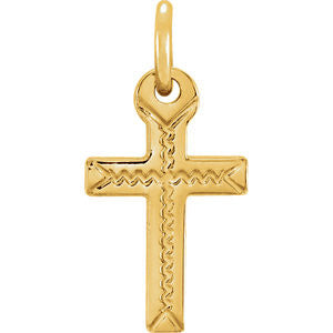 14K Yellow 8x6mm Cross Pendant