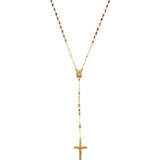 14K Yellow, White & Rose Rosary 16" Necklace