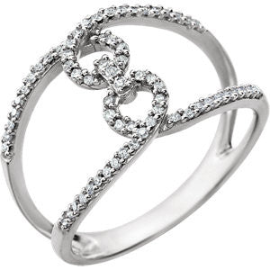 14K White 1-5 CTW Diamond Interlocking Ring