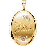 Sterling Silver Oval Mom Locket with Color