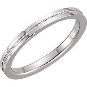 14K White 4mm Flat Comfort Fit Milgrain Band Size 6