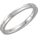 14K White 4mm Flat Comfort Fit Milgrain Band Size 6