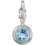 Genuine Aquamarine & Diamond Pendant