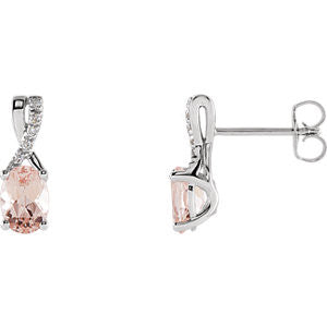 14K White Morganite & 1-5 CTW Diamond Earrings