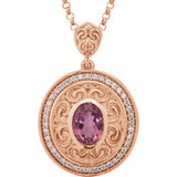 14K Rose Pink Tourmaline & 1-5 CTW Diamond 18" Necklace