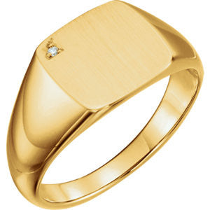 14K Yellow .006 CTW Diamond Men's Signet Ring