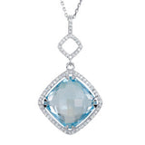 Sterling Silver Sky Blue Topaz & 1-3 CTW Diamond 18" Necklace