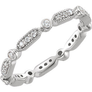 14K White 1-4 CTW Diamond Eternity Band Size 6