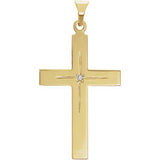 14K Yellow 27x18mm Diamond Cross Pendant