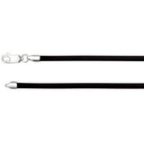 Sterling Silver 3mm Black Rubber 18" Necklace