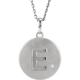 Sterling Silver .005 CTW Diamond Letter "C" Initial Disc 18" Necklace